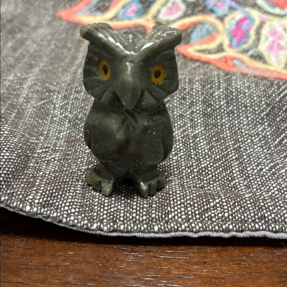 Carved Stone Owl Figurine